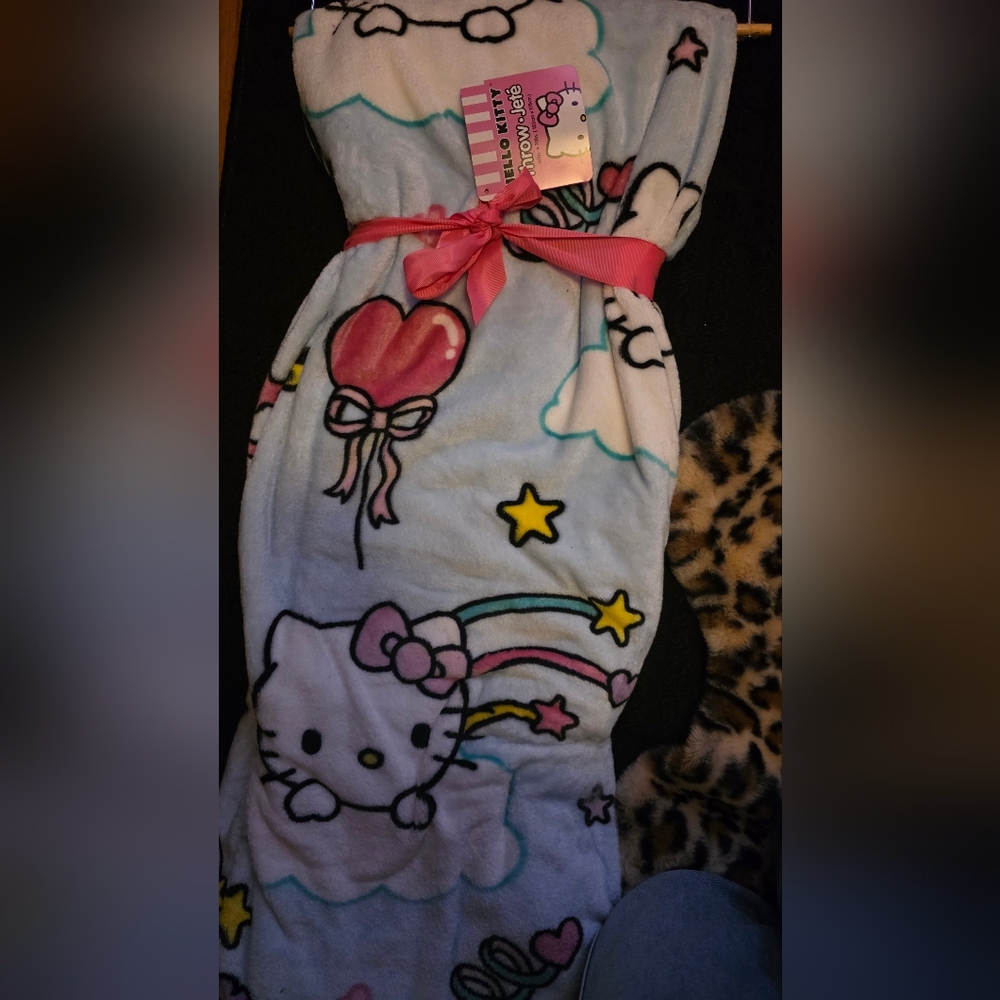 Hello Kitty Blanket with Pink and Blue Design